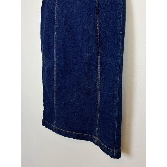 vintage 90's Jeanology dark wash denim midi skirt retro workwear - Picture 4 of 8